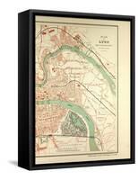 Map of Lyon-null-Framed Stretched Canvas