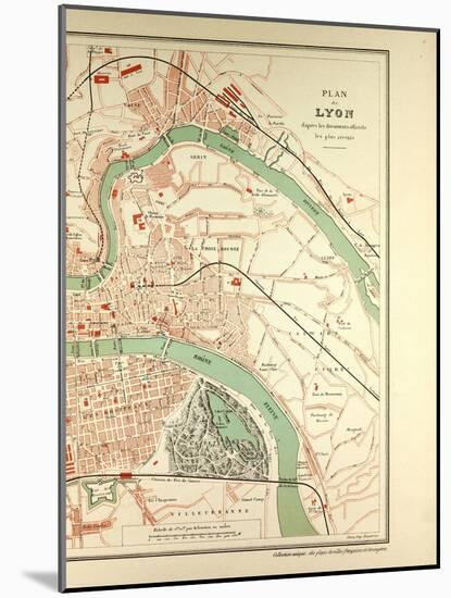 Map of Lyon-null-Mounted Giclee Print