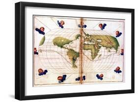 Map of Magellan's Round the World Voyage, 1519-1521-null-Framed Premium Giclee Print