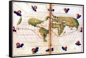 Map of Magellan's Round the World Voyage, 1519-1521-null-Framed Stretched Canvas