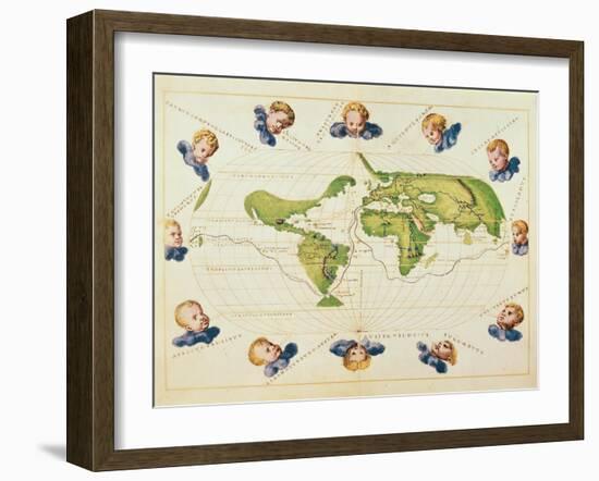 Map of Magellan's Voyage around the World, C.1540-Battista Agnese-Framed Giclee Print
