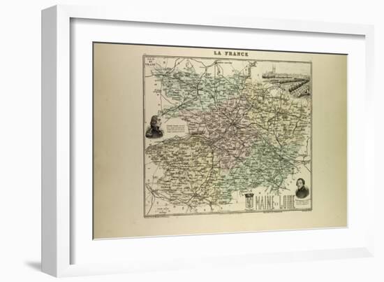 Map of Maine and Loire 1896, France-null-Framed Giclee Print