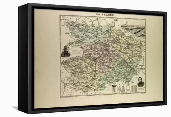 Map of Maine and Loire 1896, France-null-Framed Stretched Canvas