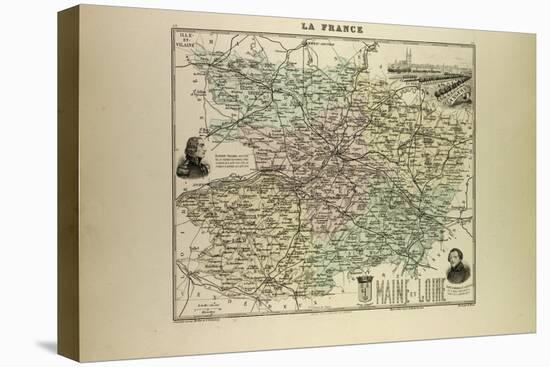 Map of Maine and Loire 1896, France-null-Stretched Canvas