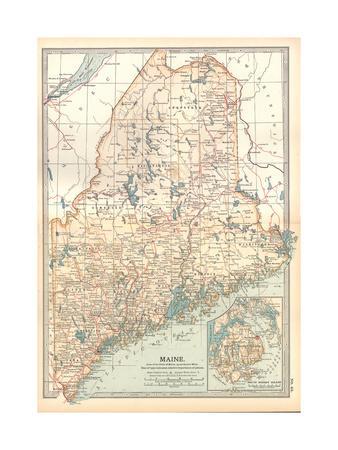 map of maine united states inset of mount desert island