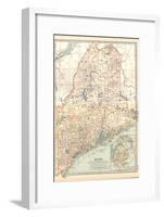 Map of Maine, United States. Inset of Mount Desert Island-Encyclopaedia Britannica-Framed Art Print