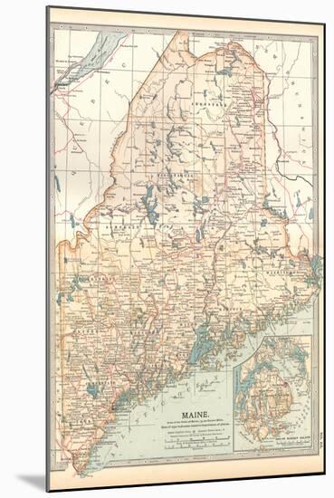 Map of Maine, United States. Inset of Mount Desert Island-Encyclopaedia Britannica-Mounted Art Print