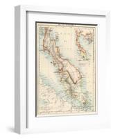 Map of Malay Peninsula, 1870s-null-Framed Giclee Print