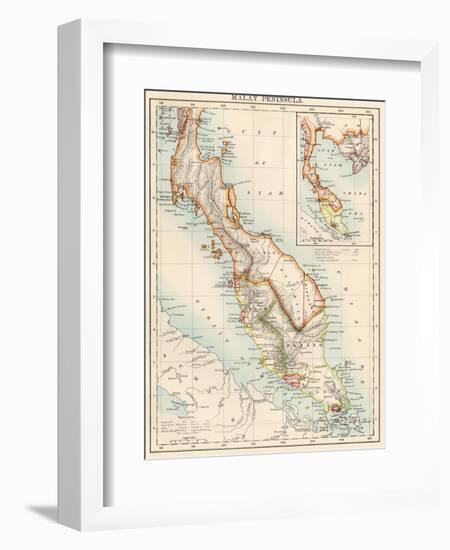 Map of Malay Peninsula, 1870s-null-Framed Giclee Print