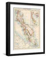 Map of Malay Peninsula, 1870s-null-Framed Giclee Print