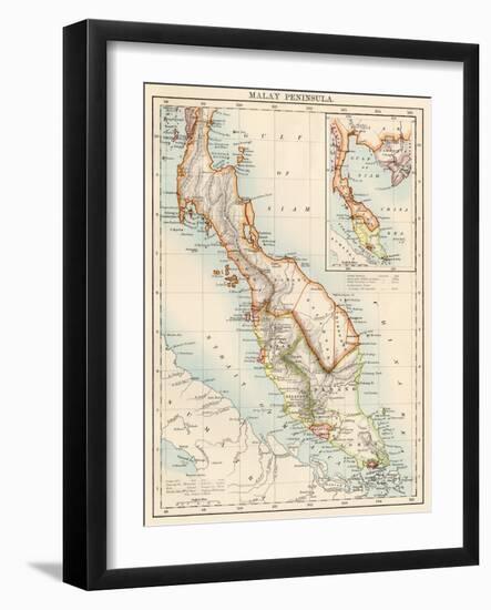 Map of Malay Peninsula, 1870s-null-Framed Giclee Print