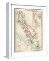 Map of Malay Peninsula, 1870s-null-Framed Giclee Print