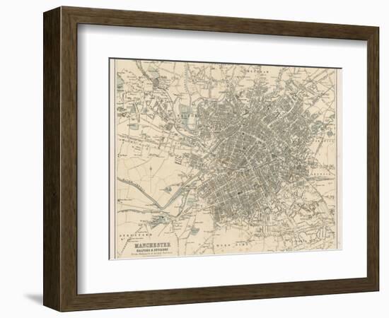 Map of Manchester and Its Environs-J. Bartholomew-Framed Photographic Print