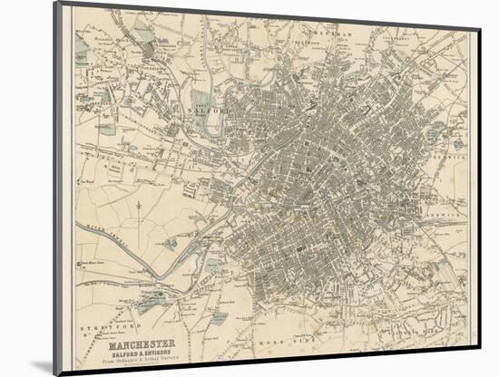 Map of Manchester and Its Environs-J. Bartholomew-Mounted Photographic Print
