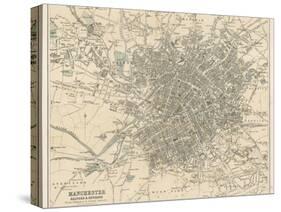 Map of Manchester and Its Environs-J. Bartholomew-Stretched Canvas