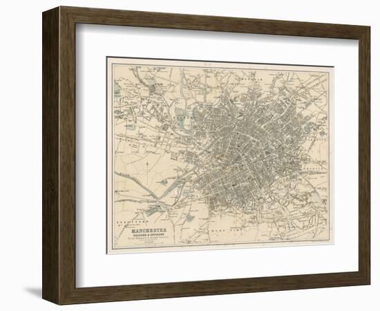 Map of Manchester and Its Environs-J. Bartholomew-Framed Art Print