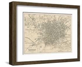 Map of Manchester and Its Environs-J. Bartholomew-Framed Art Print