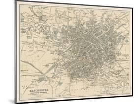 Map of Manchester and Its Environs-J. Bartholomew-Mounted Art Print