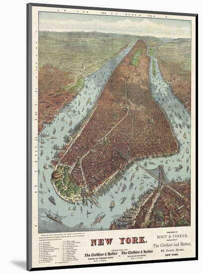 Map of Manhattan, 1879-J^W^ Williams-Mounted Art Print