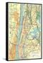 Map of Manhattan and Bronx, New York-null-Framed Stretched Canvas