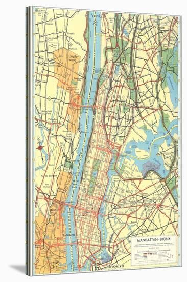 Map of Manhattan and Bronx, New York-null-Stretched Canvas