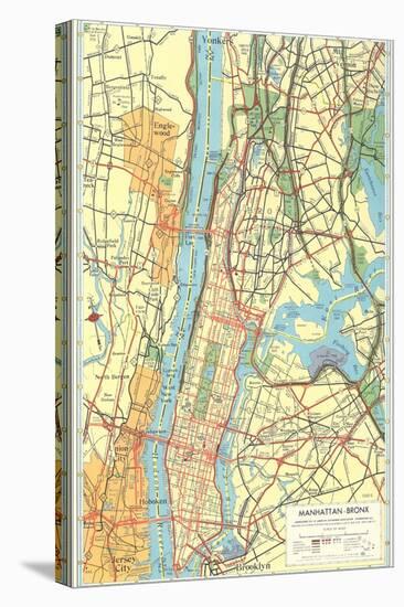 Map of Manhattan and Bronx, New York-null-Stretched Canvas