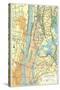 Map of Manhattan and Bronx, New York-null-Stretched Canvas