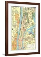 Map of Manhattan and Bronx, New York-null-Framed Art Print