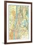 Map of Manhattan and Bronx, New York-null-Framed Art Print