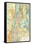 Map of Manhattan and Bronx, New York-null-Framed Stretched Canvas
