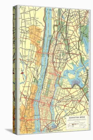 Map of Manhattan and Bronx, New York-null-Stretched Canvas