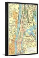 Map of Manhattan and Bronx, New York-null-Framed Art Print