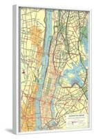 Map of Manhattan and Bronx, New York-null-Framed Art Print