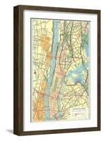 Map of Manhattan and Bronx, New York-null-Framed Art Print