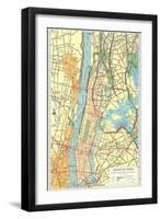 Map of Manhattan and Bronx, New York-null-Framed Art Print