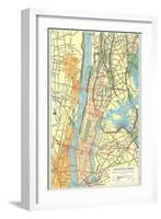 Map of Manhattan and Bronx, New York-null-Framed Art Print