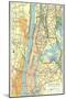 Map of Manhattan and Bronx, New York-null-Mounted Art Print