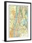 Map of Manhattan and Bronx, New York-null-Framed Art Print