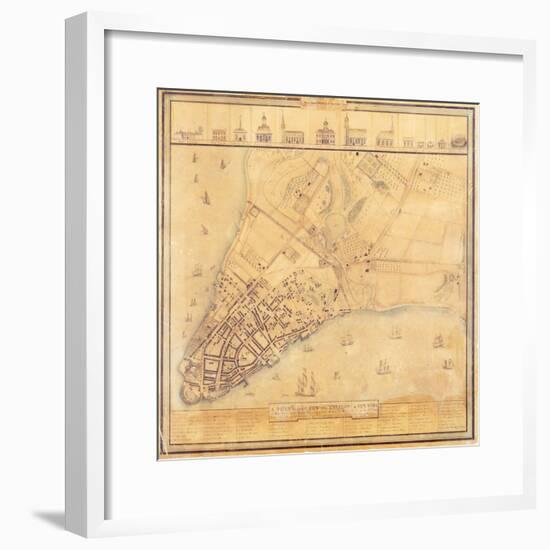 Map of Manhattan, C.1740-David Grim-Framed Giclee Print