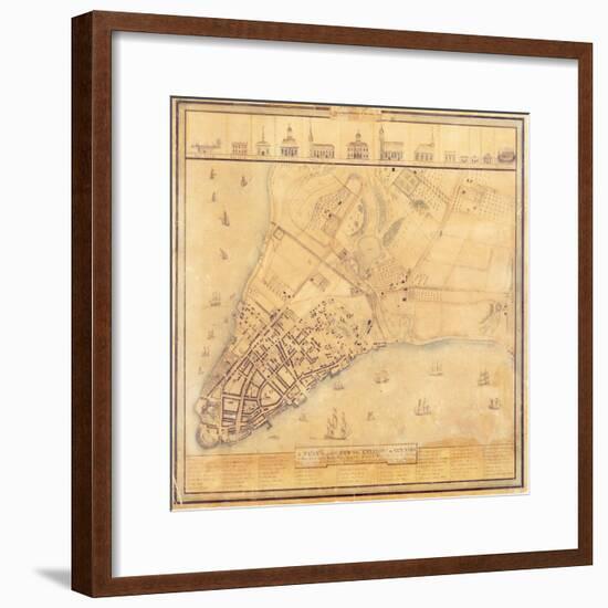 Map of Manhattan, C.1740-David Grim-Framed Giclee Print