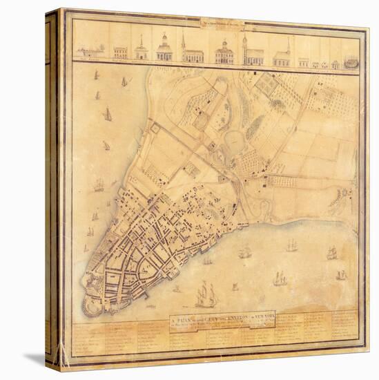 Map of Manhattan, C.1740-David Grim-Stretched Canvas