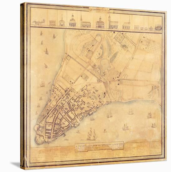 Map of Manhattan, C.1740-David Grim-Stretched Canvas