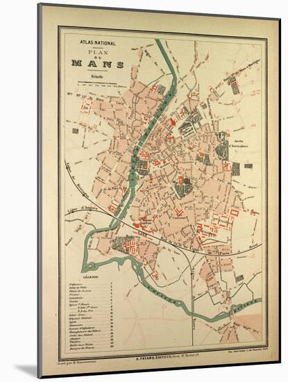 Map of Mans France-null-Mounted Giclee Print