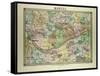 Map of Mantes France-null-Framed Stretched Canvas