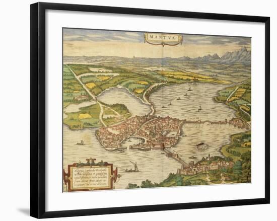Map of Mantua from Civitates Orbis Terrarum-null-Framed Giclee Print