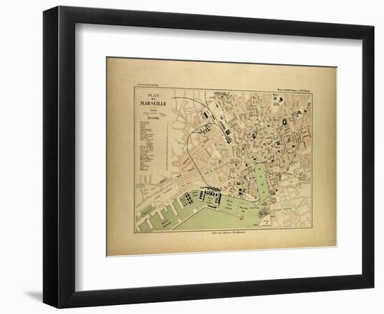 Map of Marseille, France-null-Framed Giclee Print