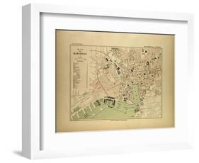 Map of Marseille, France-null-Framed Giclee Print