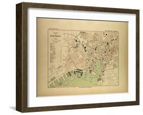 Map of Marseille, France-null-Framed Giclee Print