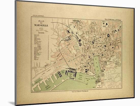 Map of Marseille, France-null-Mounted Giclee Print