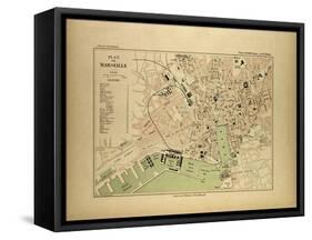 Map of Marseille, France-null-Framed Stretched Canvas